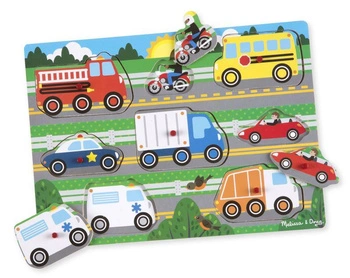 Drewniana układanka z uchwytami Pojazdy 8 el Melissa & Doug 19051