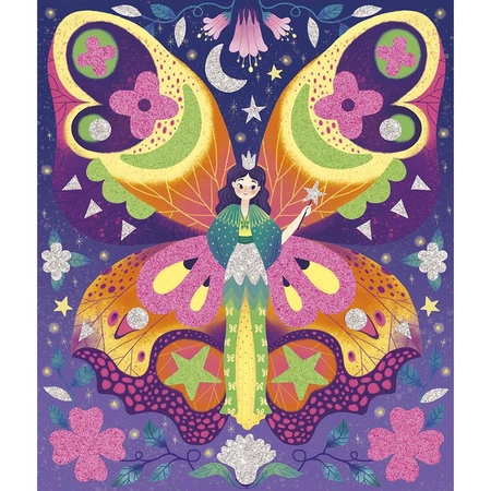 Janod Zestaw kreatywny Naklejki piankowe i fosforescencyjne piaski Wróżki Magic Fairies 6+