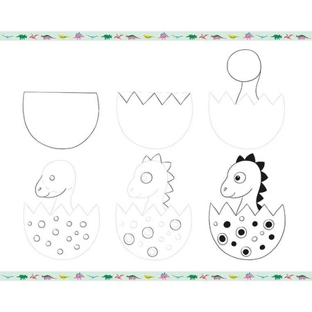 Zestaw kreatywny Rysowanie krok po kroku Dinozaury 20 rysunków 7+, Janod