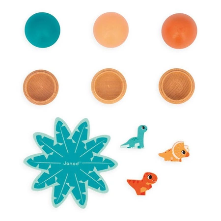 Drewniane jajka - niespodzianki Dinozaury 3 sztuki 18m+, Janod