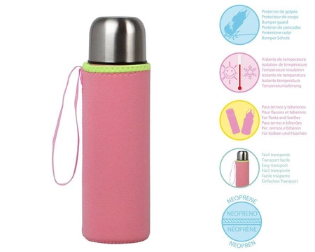 Etui neoprenowe na termos lub butelkę, różowe, Kiokids