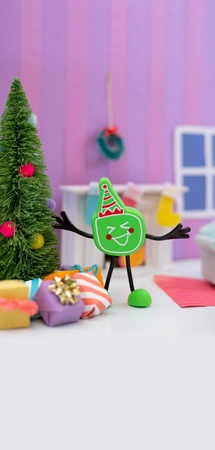 Glo Pals, Postać do kąpieli edycja świąteczna - zestaw z dwiema kostkami sensorycznymi świecącymi w wodzie