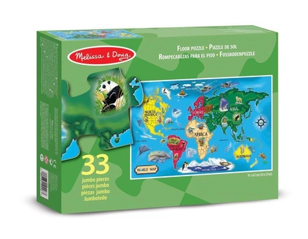 Puzzle podłogowe Mapa Świata 33szt.