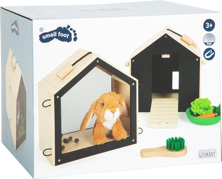 Drewniany domek królika z wybiegiem i akcesoriami 12399 Small Foot, maskotki dla dzieci