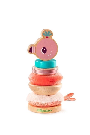 LILLIPUTIENS Drewniana układanka piramida z miękkimi elementami Flaming Anaïs 12 m+