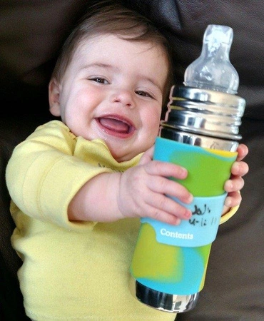 Termobutelka z ustnikiem niekapkiem 260 ml, niebieska swirl, Pura