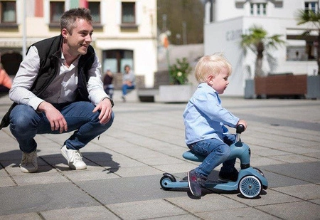 Zestaw SCOOTANDRIDE Highwaykick 1 2w1 Jeździk i hulajnoga 1-5 lat Steel + Kask XXS Steel