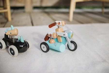 Drewniany motocykl z bocznym wózkiem w stylu retro Spirit Philip, Janod