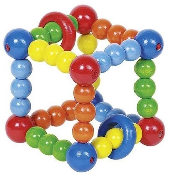 Sześcian z kolorowych korali - grzechotka dla dzieci, 734910-Heimess - zabawki dla niemowlaków, z drewna