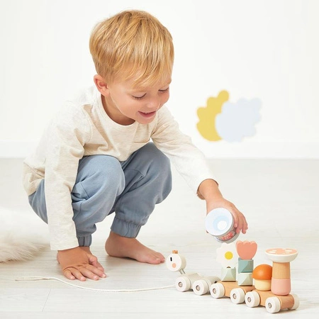 Janod Magnetyczny pociąg z klockami i grzechotką do ciągnięcia Ślimak Sweet Cocoon 12m+