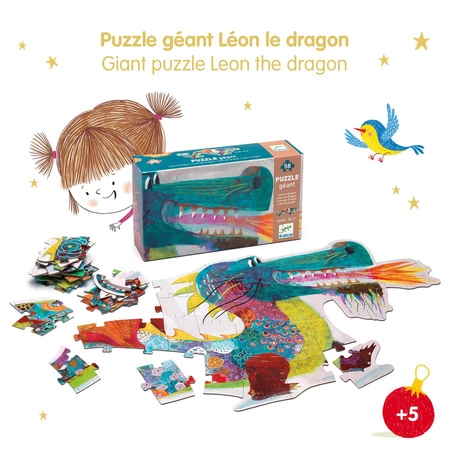 Puzzle kartonowe smok LEON 1,38m 58 elem. DJ07170