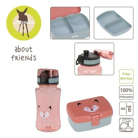 Lassig Zestaw na lunch Lunchbox + Tritanowa butelka - bidon 460 ml About Friends Lis