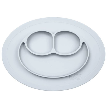 EZPZ Silikonowy talerzyk z podkładką mały 2w1 Mini Mat + pokrywka GRATIS pastelowa szarość