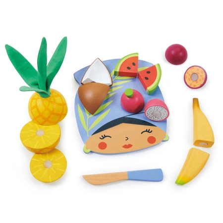 Drewniana deska z owocami tropikalnymi do krojenia, Tender Leaf Toys