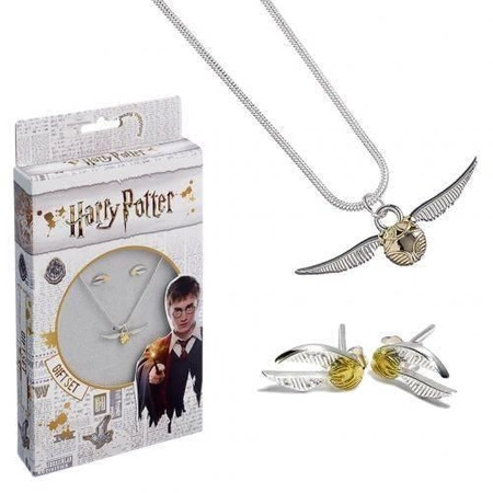 Złoty Znicz Zestaw Łańcuszek z Zawieszką + Kolczyki Harry Potter