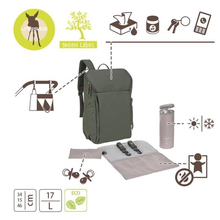 Lassig Green Label Plecak dla mam z akcesoriami Slender Up Backpack olive
