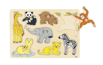 Foczka i przyjaciele z Safari - układanka drewniana, goki - układanki dla dzieci