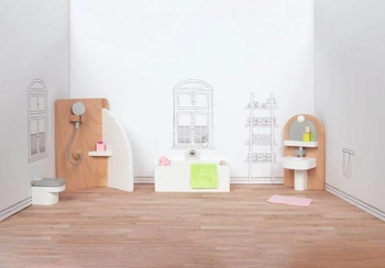 Mebelki dla lalek do łazienki 51492-Goki, drewniane mebelki do domku