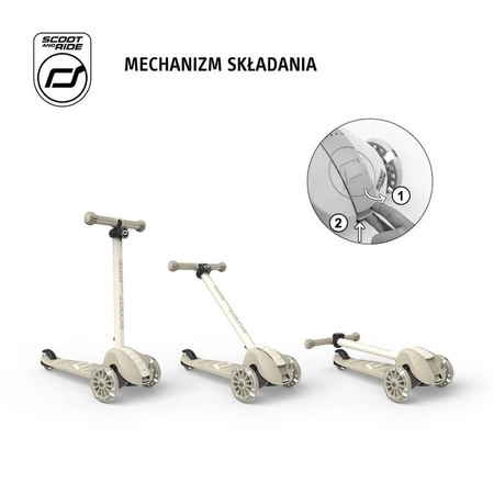 SCOOTANDRIDE Highwaykick 3S Hulajnoga z systemem sterowania 2w1 i kółkami LED składana 3+ Ash