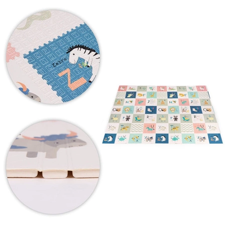 Mata piankowa dla dzieci 200x180 cm edukacyjna dwustronna składana miarka wzrostu alfabet ECOTOYS