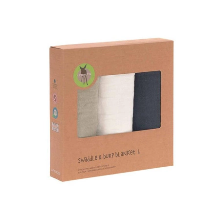 Lassig Muślinowy otulacz-kocyk 85x85cm Zestaw 3 szt. olive/milky/navy