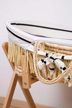 Childhome Kosz mojżesza Boho z materacykiem + Pokrowiec Jersey Marin