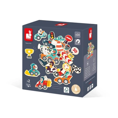 Magnesy Samochody 24 szt. 2+, Janod