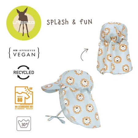 Lassig Czapka przeciwsłoneczna z daszkiem i osłoną karku UV80 Splash & Fun Lew powder blue, rozm. 50/51