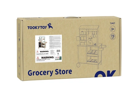 TOOKY TOY Sklep Spożywczy Stragan Drewniany Piekarnik Waga Czytnik Kart