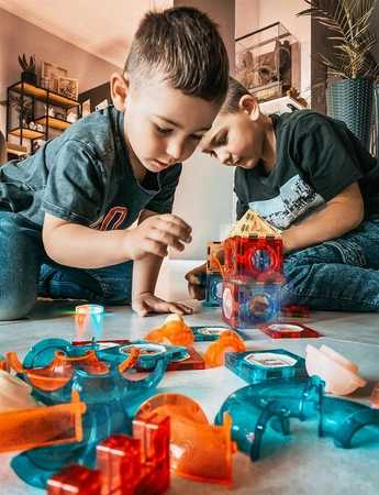 WOOPIE Klocki Magnetyczne Tor Kulkowy Świetlny 75 el.