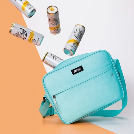 Torba termiczna na napoje i przekąski z paskiem, delikatna mięta, PACKIT