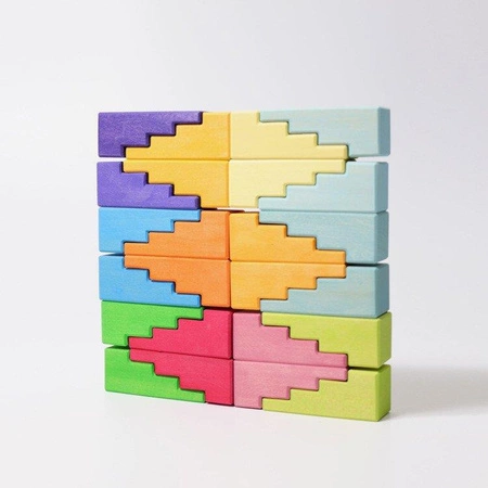 Zestaw klocków Schody, 12-el., kolorowe, 1+, Grimm's