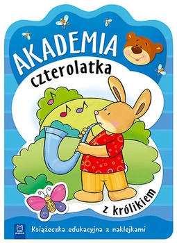 Akademia czterolatka z królikiem książeczka edukacyjna z naklejkami