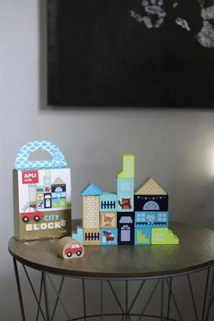 Drewniane klocki z woreczkiem Apli Kids - Miasto