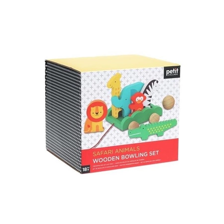 Petit Collage Drewniane Kręgle Zwierzęta Safari