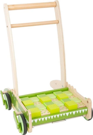 Drewniany wózek chodzik z klockami Krokodyl 11738-Small Foot, pchacze dla dzieci