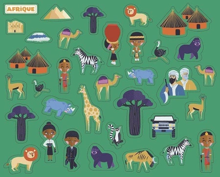 Auzou Mapa świata z naklejkami wielokrotnego użytku 4+ 74486