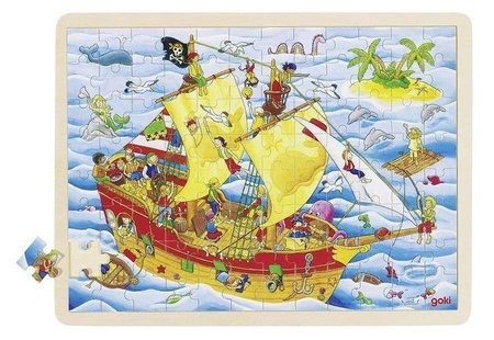 Piraci - puzzle drewniane na podstawce, 96 el., 57831-goki - puzzle dla dzieci