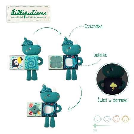 LILLIPUTIENS Przytulanka z książeczką Nosorożec Marius 3 m+