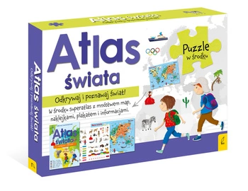 Pakiet atlas świata / plakat z mapą / puzzle