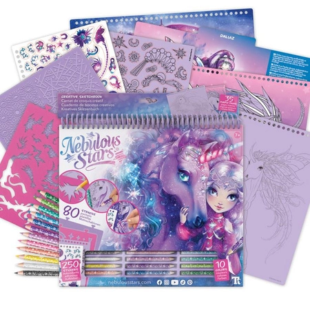 Szkicownik z kredkami i naklejkami L Konie Firiaz&Daliaz Nebulous Stars
