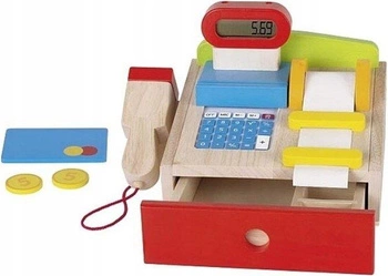 Drewniana kasa sklepowa dla dzieci z kalkulatorem 51575 Goki