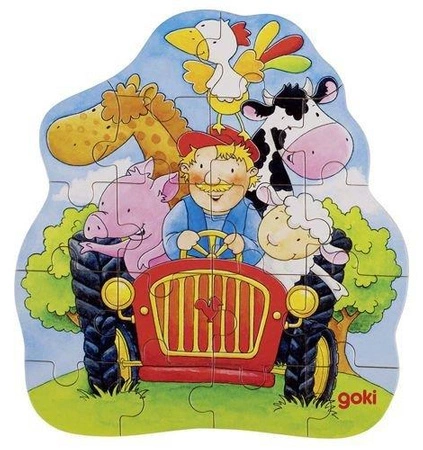 Puzzle konturowe 3 pojazdy straż koparka traktor 57518-Goki