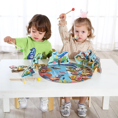 TOOKY TOY Gra Zręcznościowa Łowienie Rybek Wędkowanie Puzzle 2w1