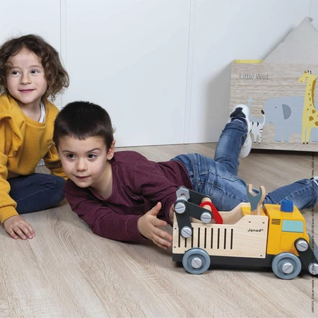 Drewniana ciężarówka budowlana do składania z narzędziami Brico'kids, Janod