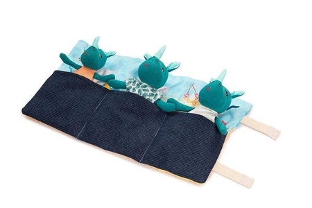 LILLIPUTIENS Mini - przytulanki rodzina nosorożców z rozkładaną matą Nosorożec Marius 2 lata+