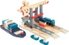 Drewniany zestaw z magnesami i dźwigiem do kolejki Kontenerowiec SFN z nabrzeżem 11378-Small Foot World, kolejki dla dzieci