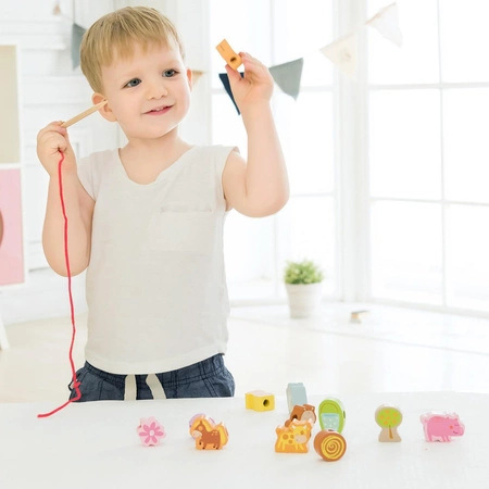 CLASSIC WORLD Drewniane Klocki do Nawlekania Farma 13 el.