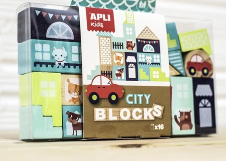 Drewniane klocki z woreczkiem Apli Kids - Miasto
