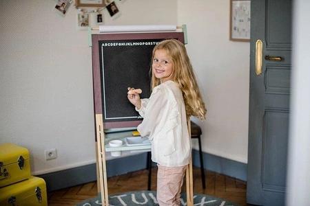 Duża drewniana tablica brązowa z 14 akcesoriami, Janod